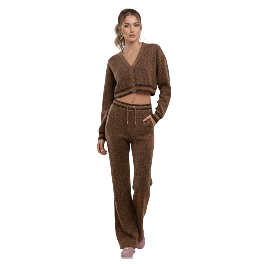 Nike Jordan Cozy Girl Knit Flare Women Pants Brown $175 FZ4201 - Picture 3 of 16
